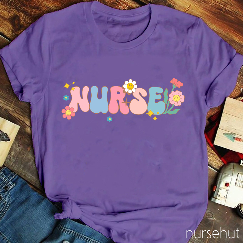 A Nurse Surrounded By Flower Nurse T-Shirt