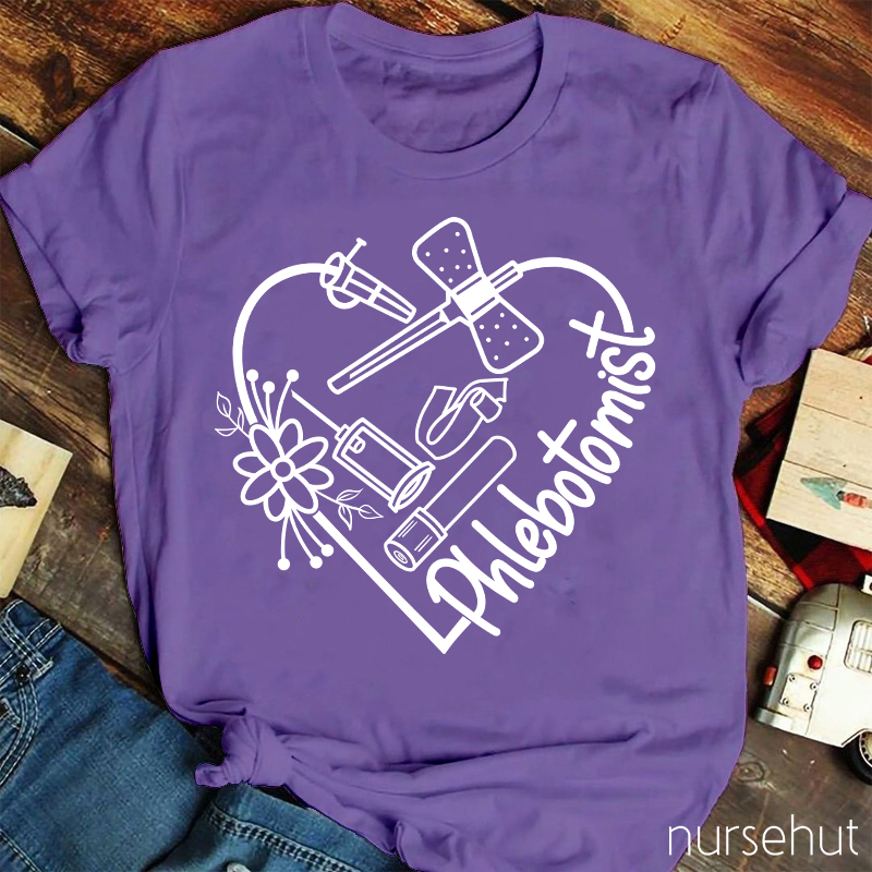 Phlebotomist Flower Nurse T-Shirt