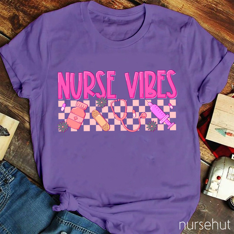 Nurse Life Pink Checkerboard Nurse T-Shirt