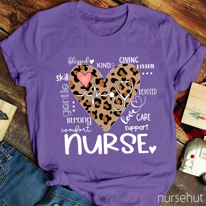 Leopard Excellent Quality Nurse T-Shirt