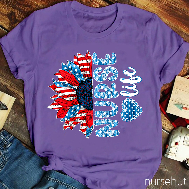 National Flag Sunny Flower Nurse T-Shirt