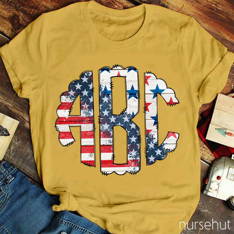 Personalized Independence Day ABC Letters Nurse T-Shirt