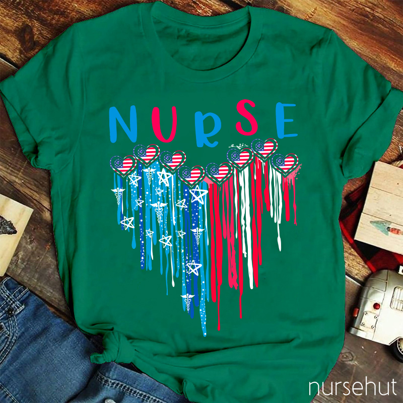 Independence Day Heart Flag Nurse T-Shirt