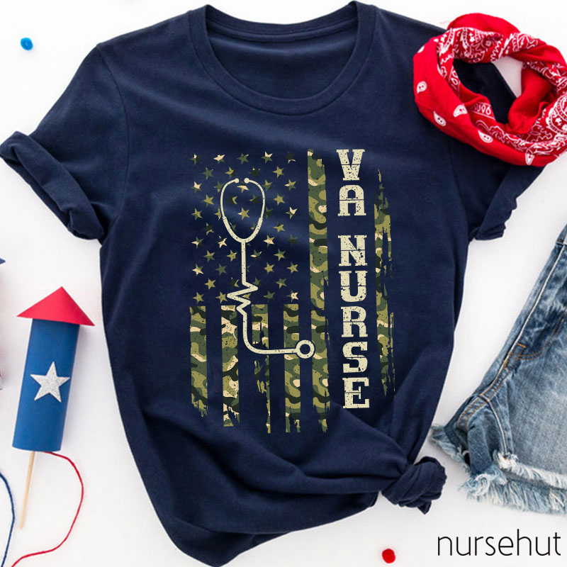 Camouflage Flag VA Nurse T-Shirt