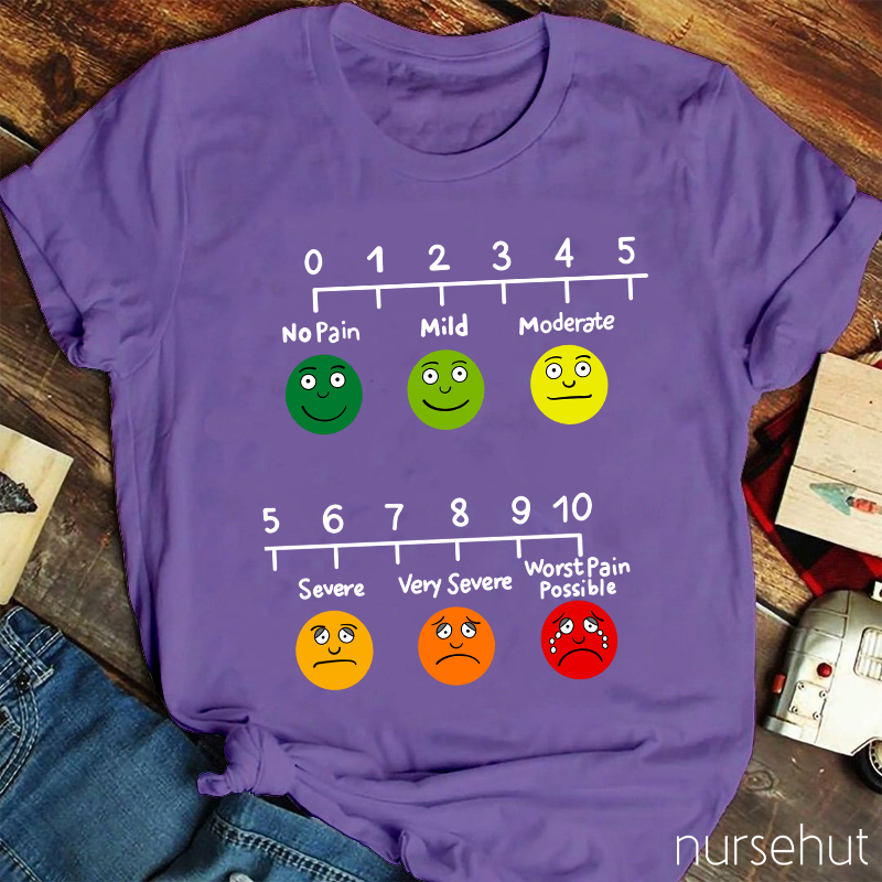Pain Index No Pain Mild Moderate Severe Nurse T-Shirt