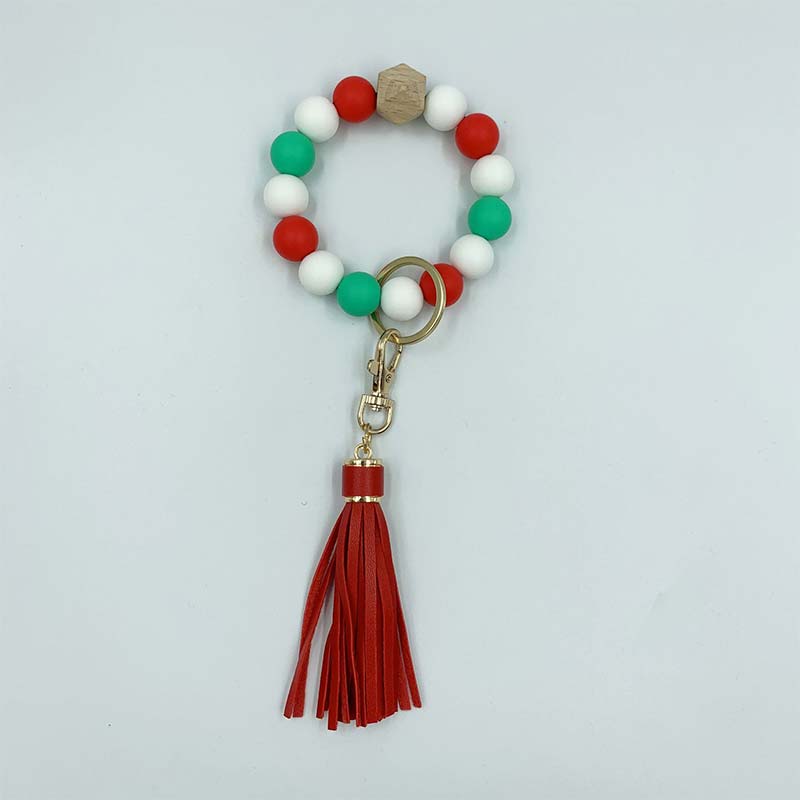 Christmas Silicone Beaded Tassel Nurse Keychain