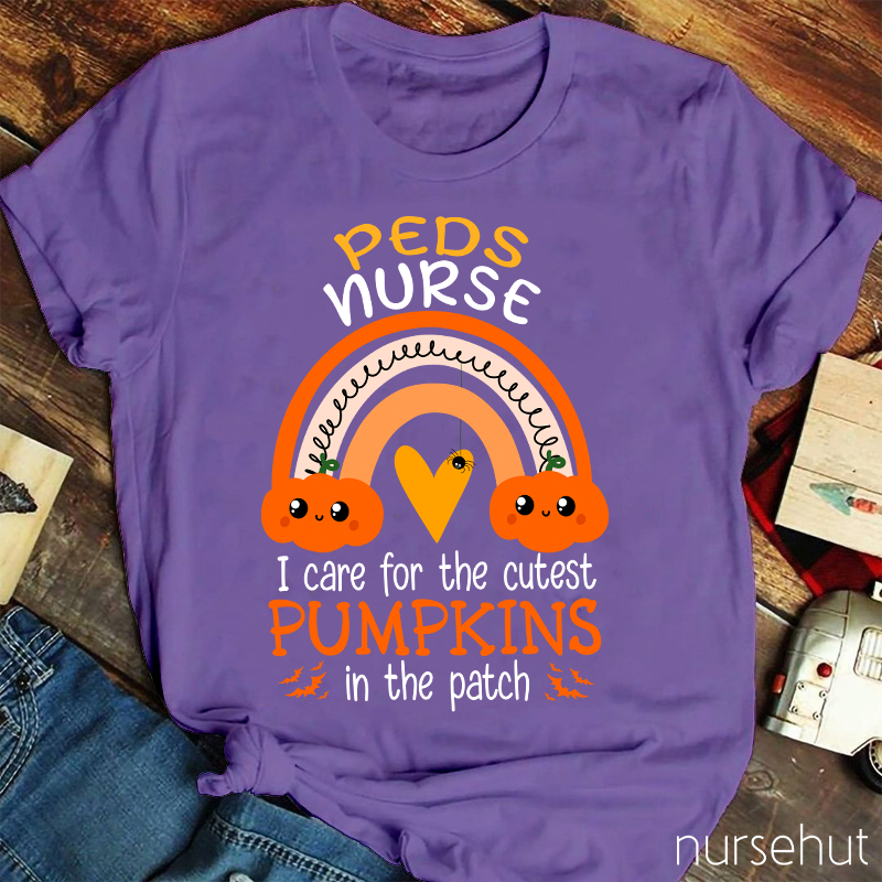 Halloween Pediatric Nurse Peds Rn Pediatrician Rainbow T-Shirt