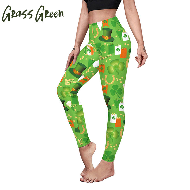 Irish St. Patrick's Day Print Ladies Yoga Pants Butt Lift Outerwear T