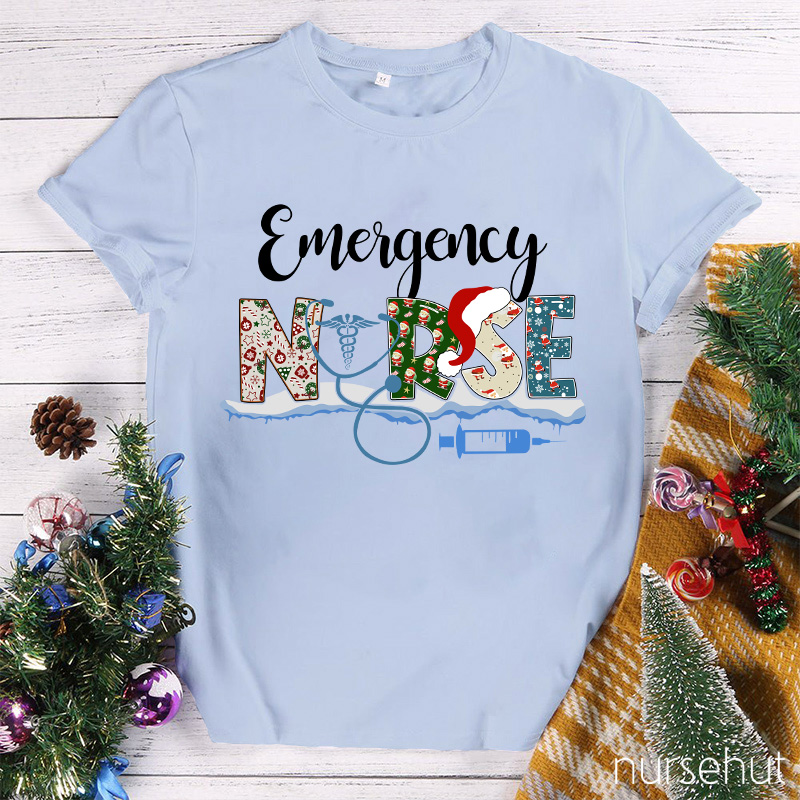 Emergency Nurse Christmas Hat Nurse T-Shirt