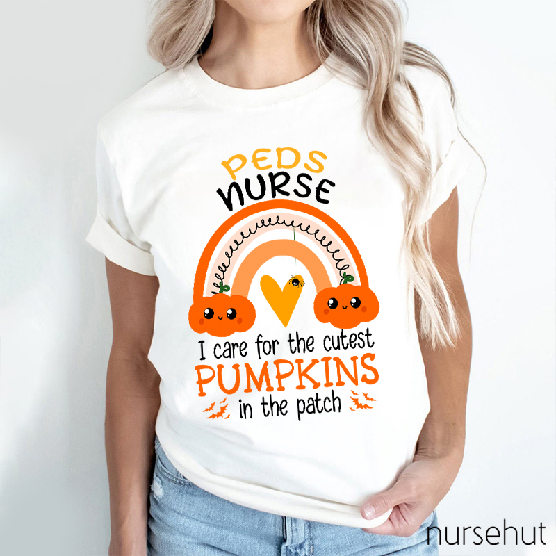 Halloween Pediatric Nurse Peds Rn Pediatrician Rainbow T-Shirt