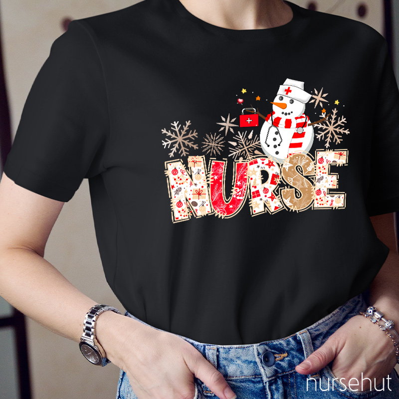 Snowman Nurse On Position Nurse T-Shirt