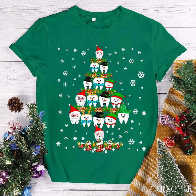 Merry Christmas Teeth Tree Nurse T-Shirt