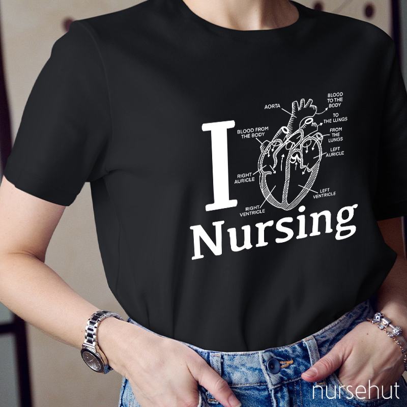 I Love Nursing Anatomical Heart Nurse T-Shirt