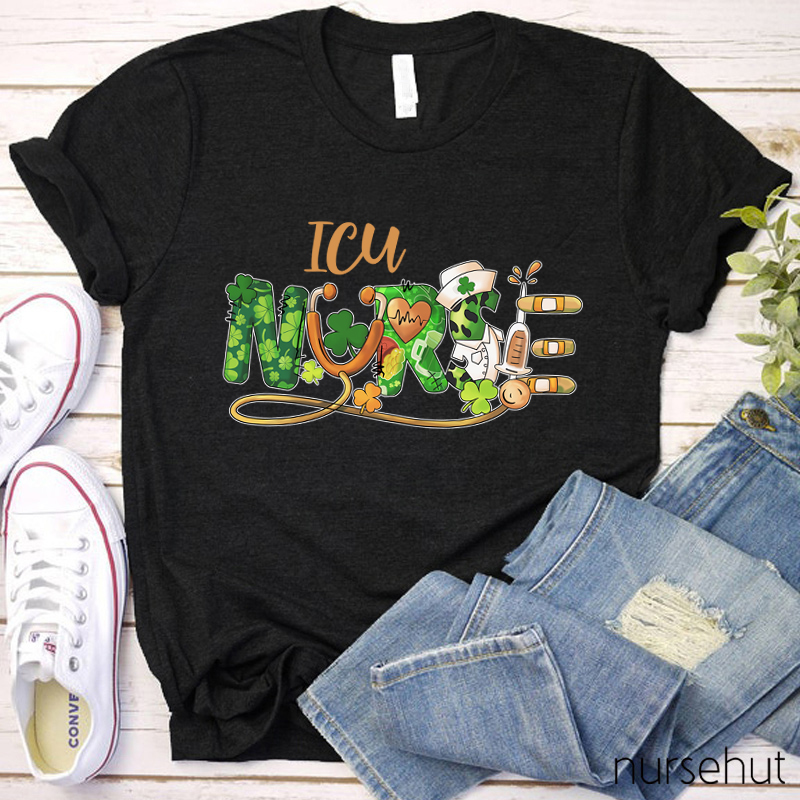 Personalized Lucky Clover Nurse T-Shirt