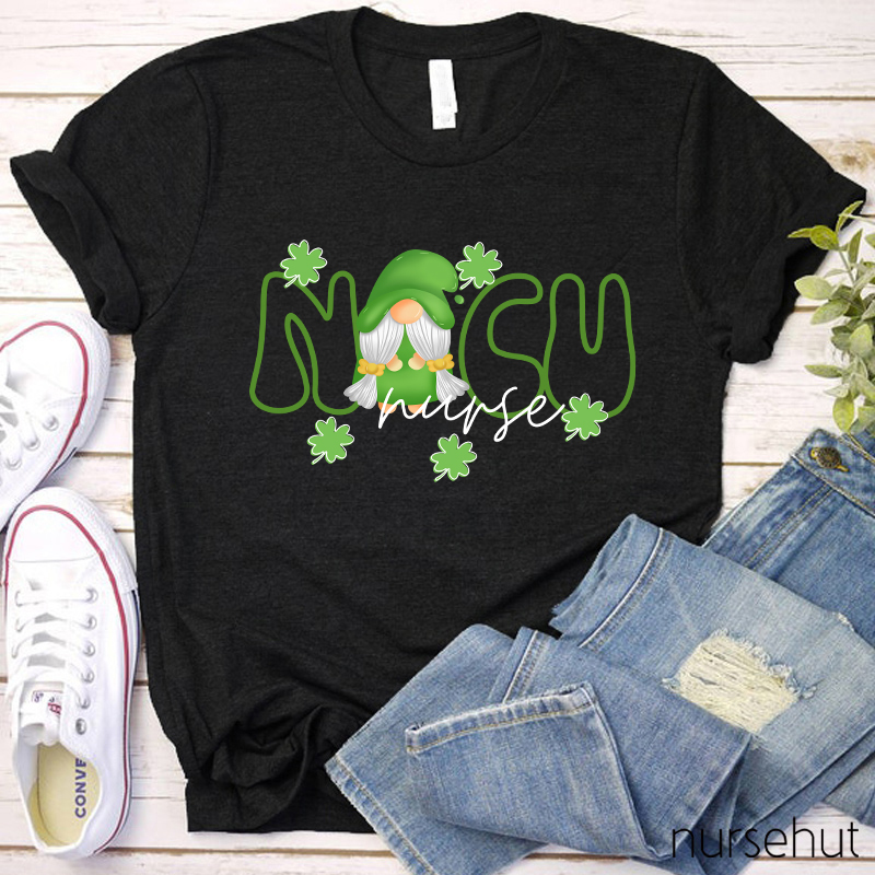 NICU Clover Gnome Nurse T-Shirt