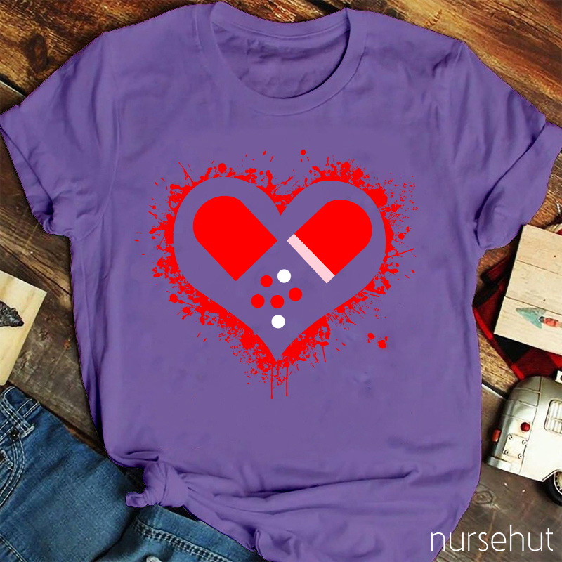 Pharmacist Red Heart Nurse T-Shirt