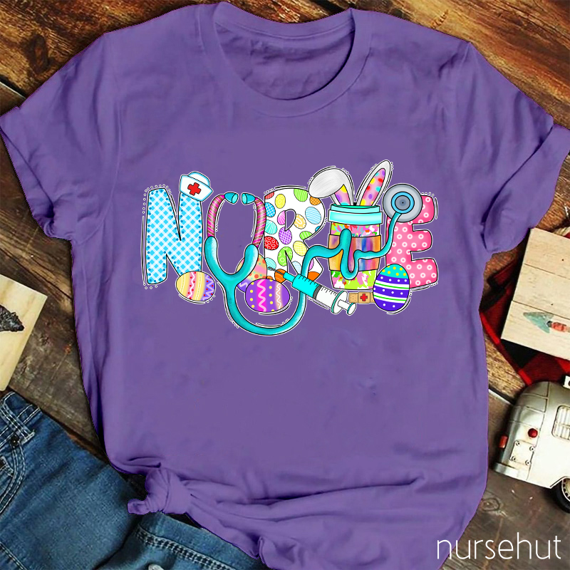 Rich Pattern Bunny Ear Nurse T-Shirt