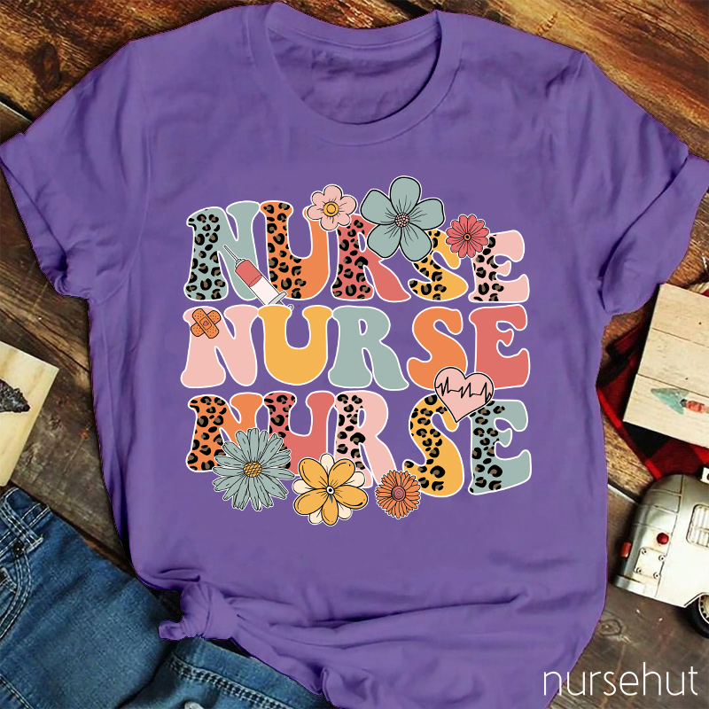 Spring Half-Leopard Nurse T-Shirt