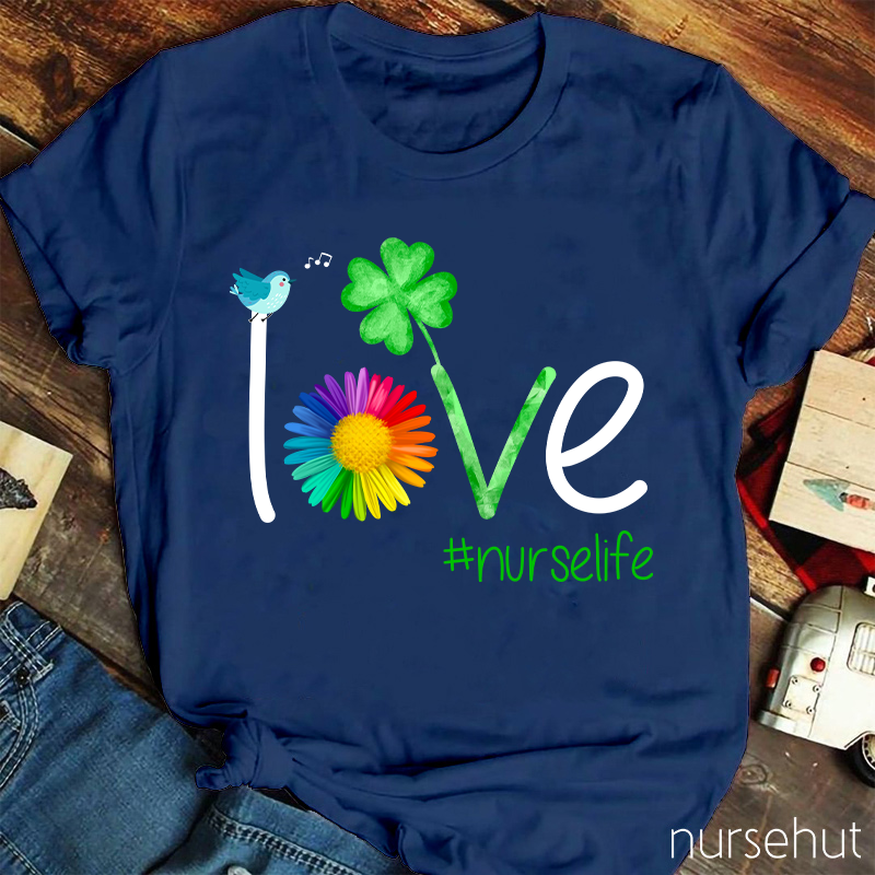 Nurselife Love Clover Nurse T-Shirt