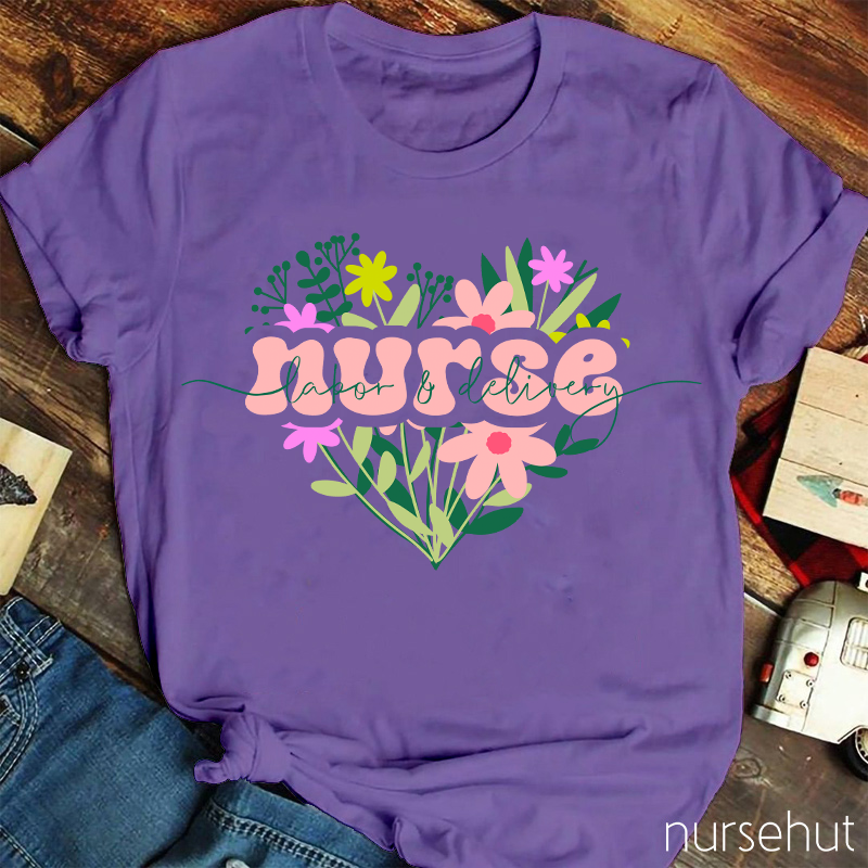 Labor And Delivery Spring Flowers Nurse T-Shirt