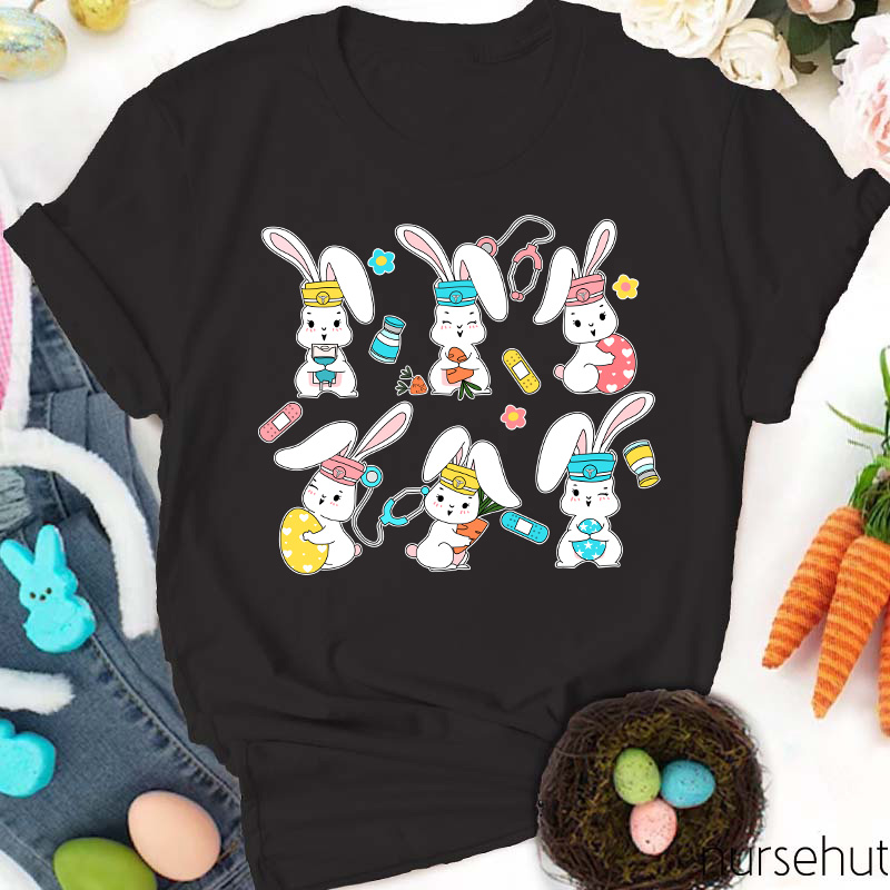 Six Bunny Nurses Easter Nurse T-Shirt
