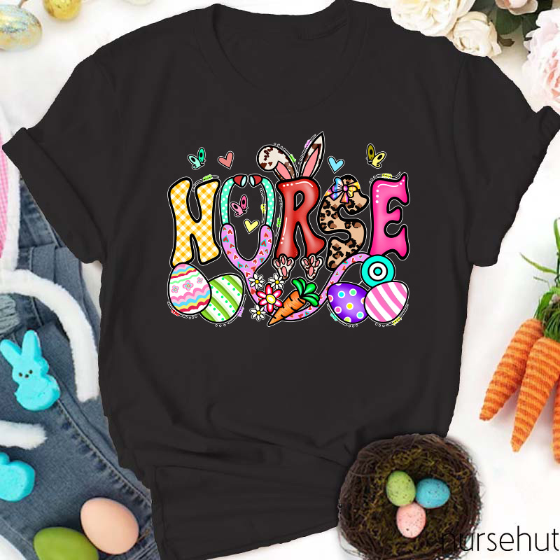 Easter Nurse Bunny Ears Eggs Carrot Nurse T-Shirt
