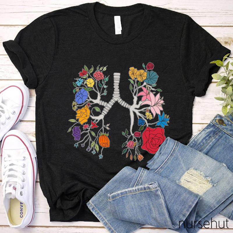 Floral Lungs Nurse T-Shirt