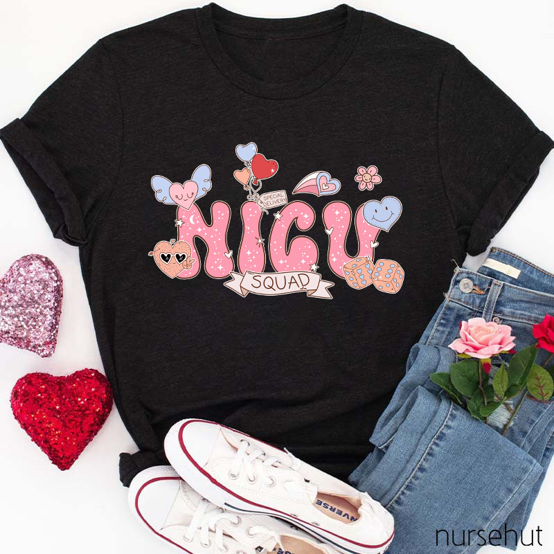 Personalized Cute Pink Heart Nurse T-Shirt