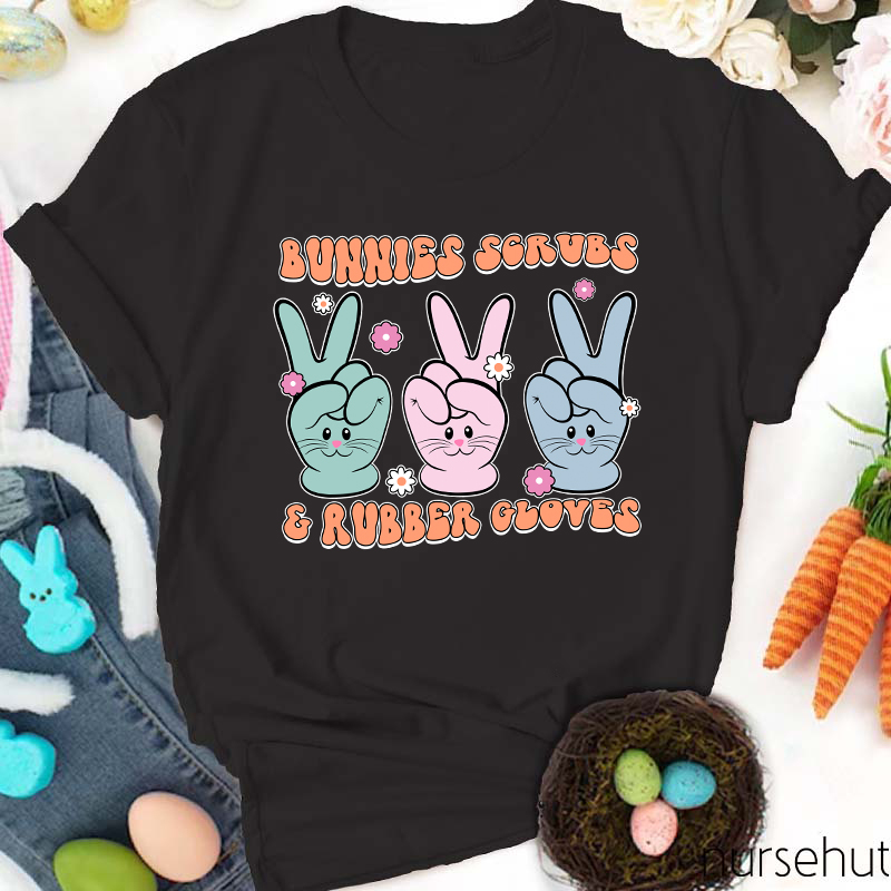 Bunnies Scrubs And Rubber Gloves Nurse T-Shirt