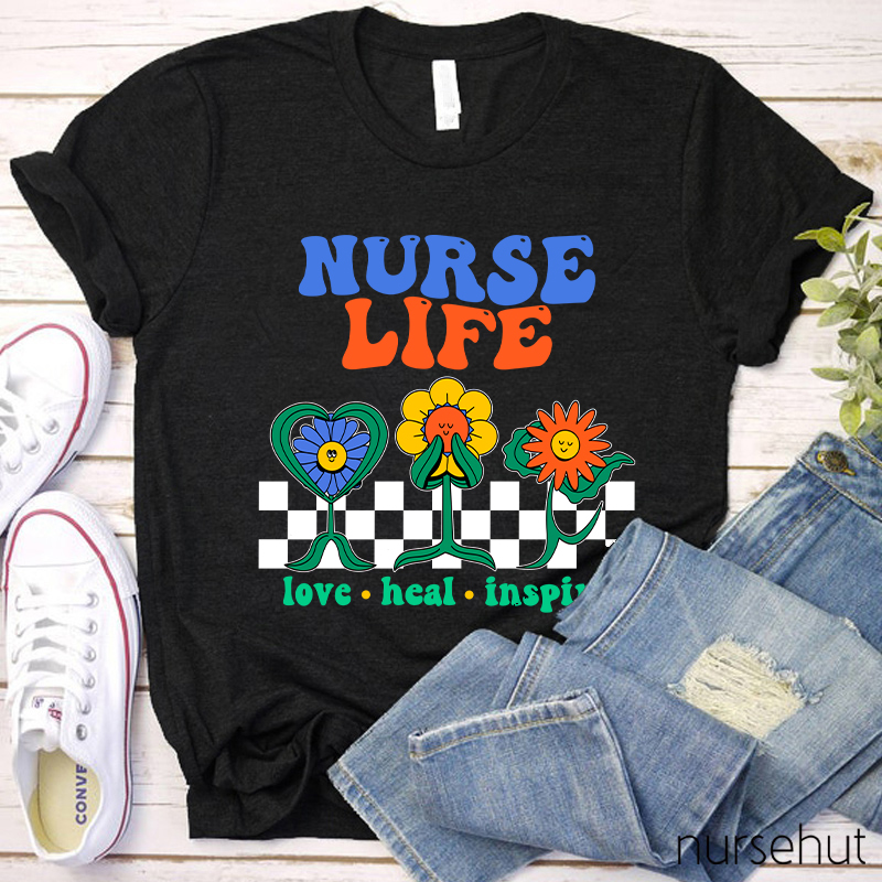 Nurse Life Love Heal Inspire Nurse T-Shirt