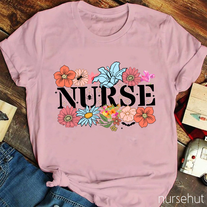 Nurse Surrounding By Flower Nurse T-Shirt