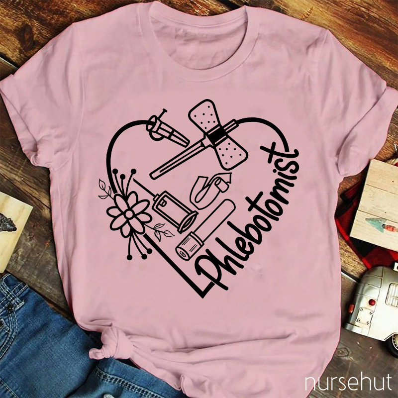 Phlebotomist Flower Nurse T-Shirt