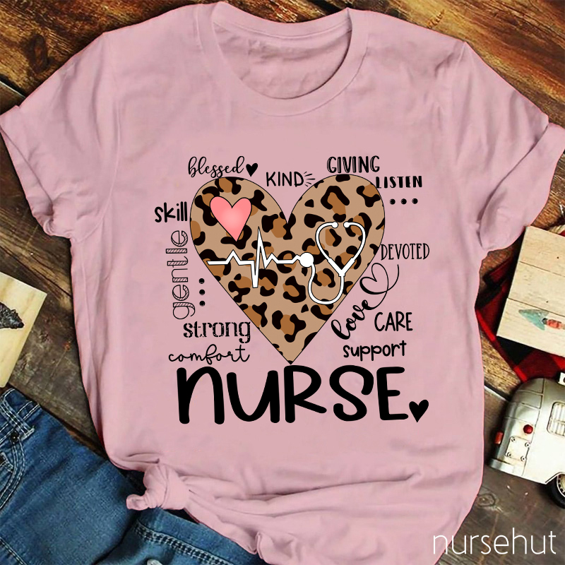 Leopard Excellent Quality Nurse T-Shirt