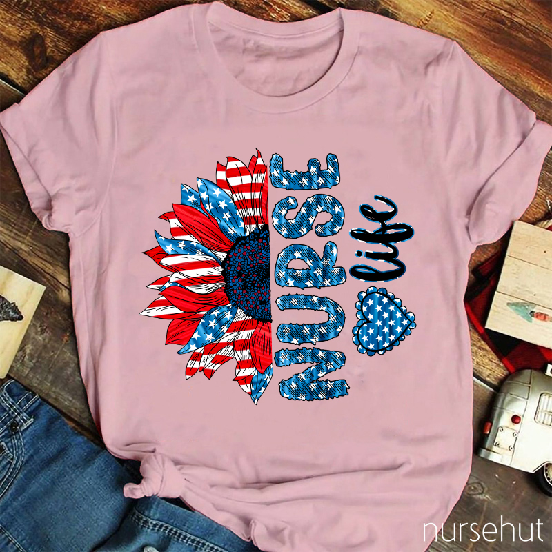 National Flag Sunny Flower Nurse T-Shirt