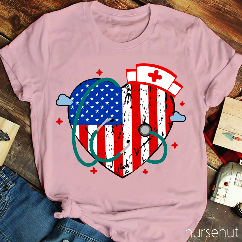 Independence Day Heart Nurse T-Shirt