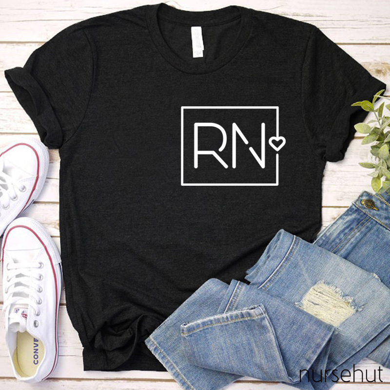 Personalized Black Font RN Nurse T-Shirt