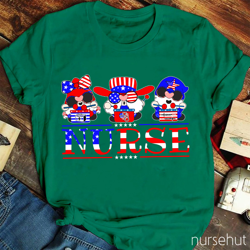 Independent Flag Cartoon Nurse T-Shirt