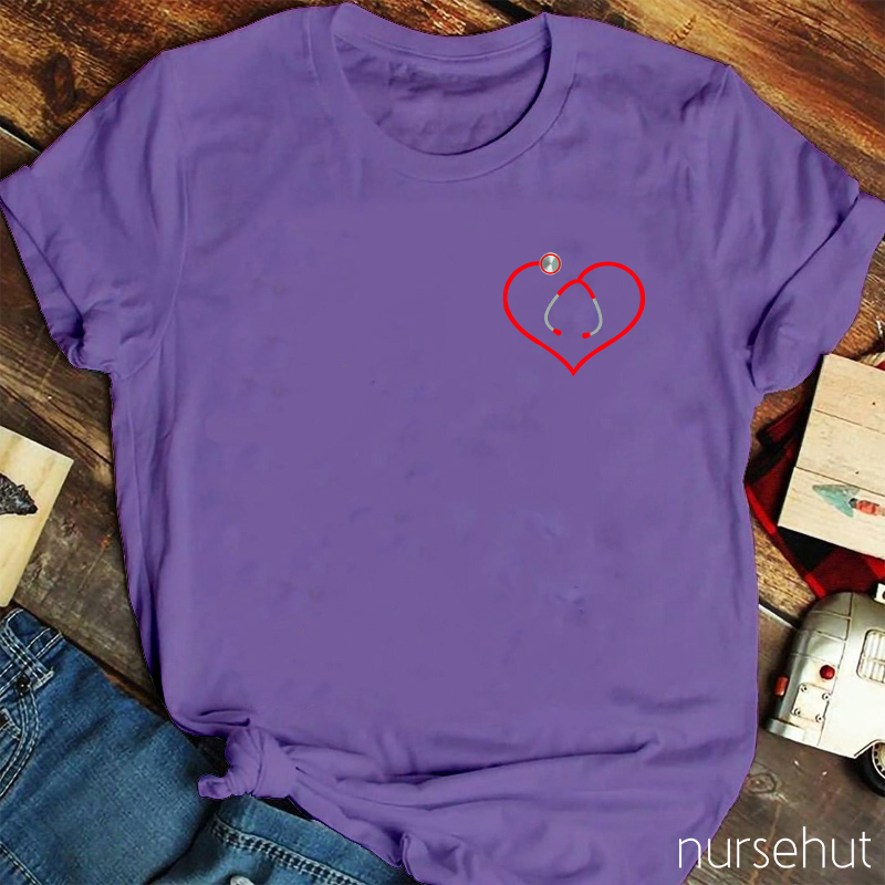 Heart-Shaped Stethoscope Nurse T-Shirt
