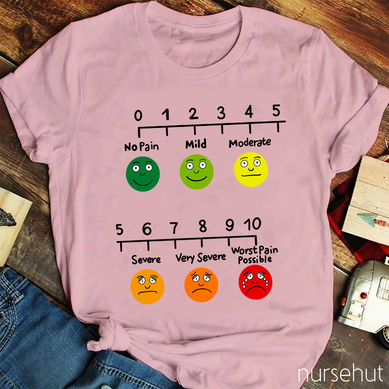 Pain Index No Pain Mild Moderate Severe Nurse T-Shirt