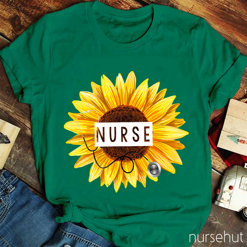 Sunflower And Stethoscope Nurse T-Shirt