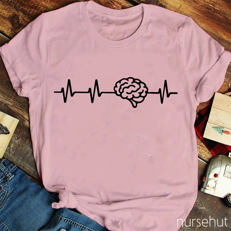 Funny Brain Heartbeat Nurse T-Shirt
