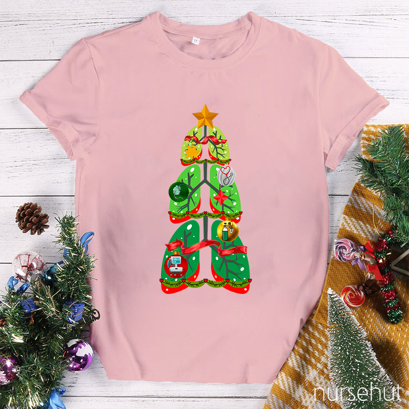 Christmas Lung Tree Medical Equipments Nurse T-Shirt