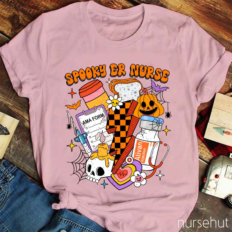 Spooky Halloween Emergency Nurse Nurse T-Shirt