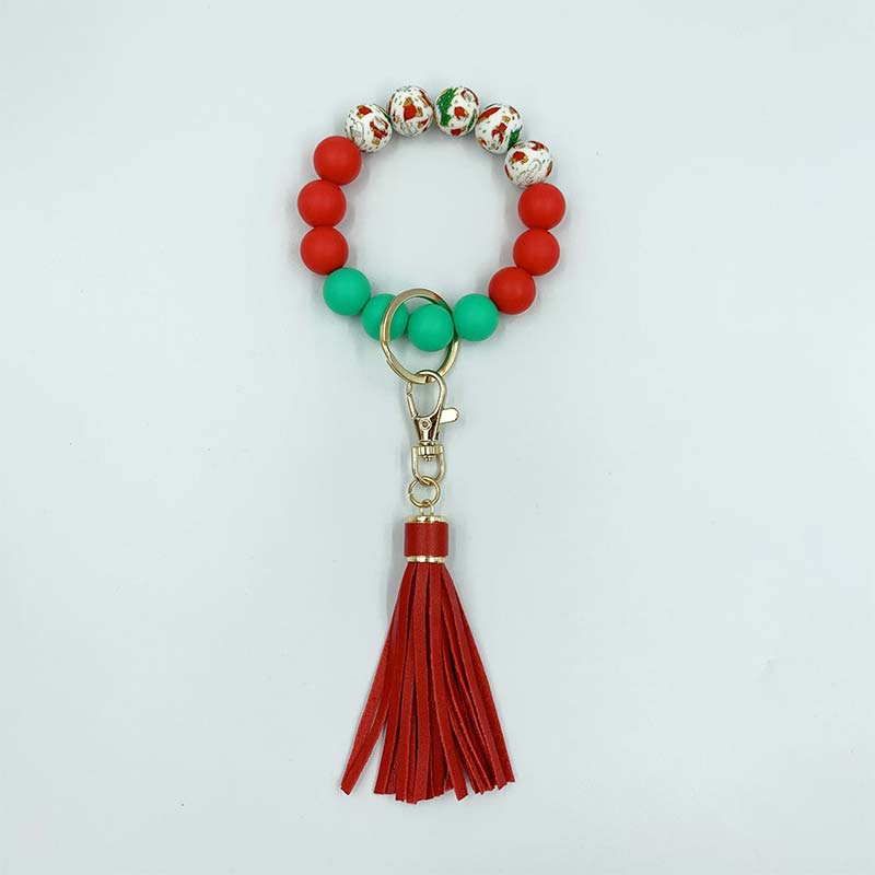 Christmas Silicone Beaded Tassel Nurse Keychain