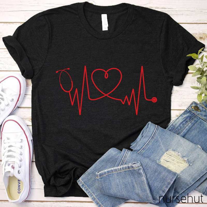 Stethoscope Heart Beat Nurse T-Shirt
