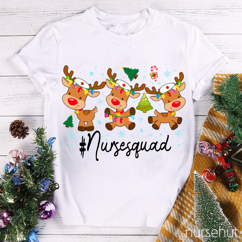 Christmas Elk Nurse Squad Nurse T-Shirt