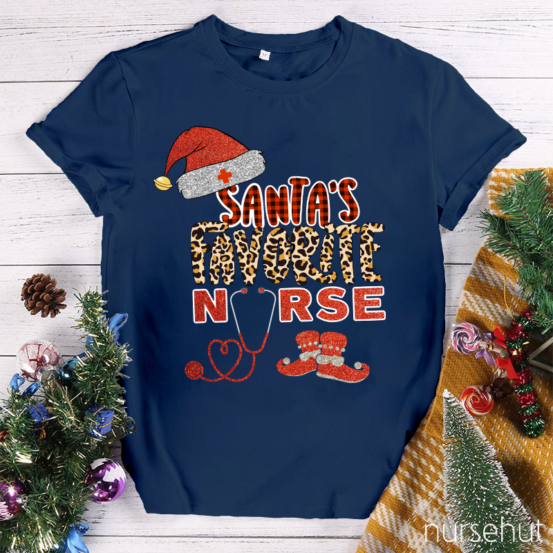 Shining Santa's Favorite Nurse T-shirt