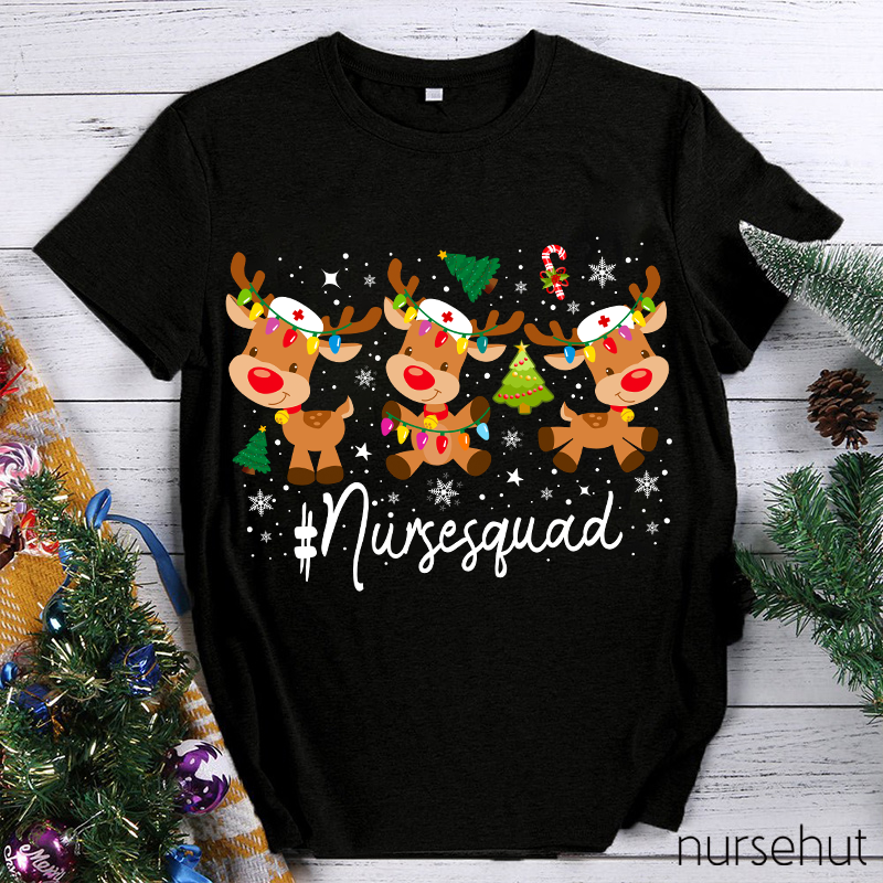 Christmas Elk Nurse Squad Nurse T-Shirt