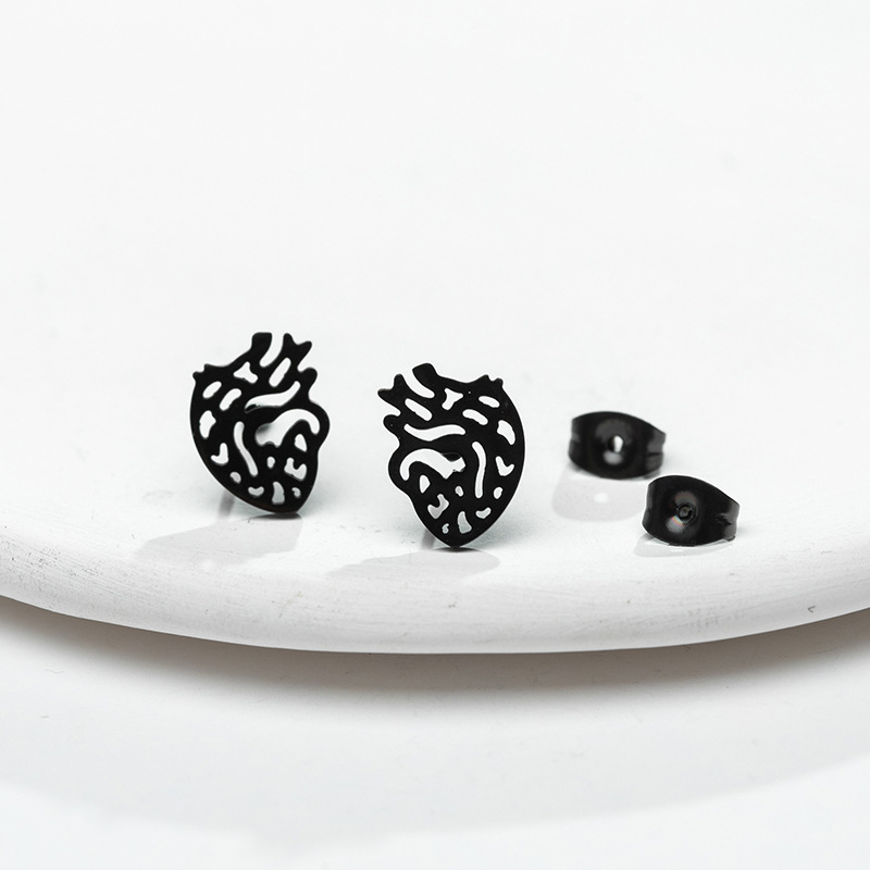 Heart Openwork Nurse Titanium Metal Earrings