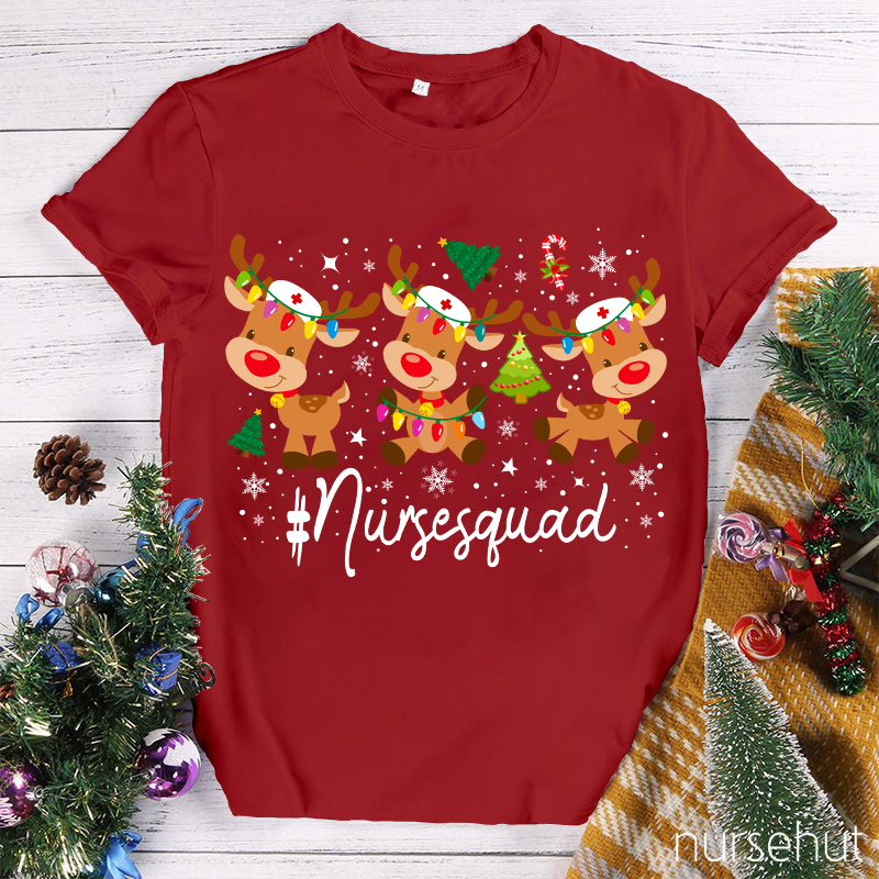 Christmas Elk Nurse Squad Nurse T-Shirt